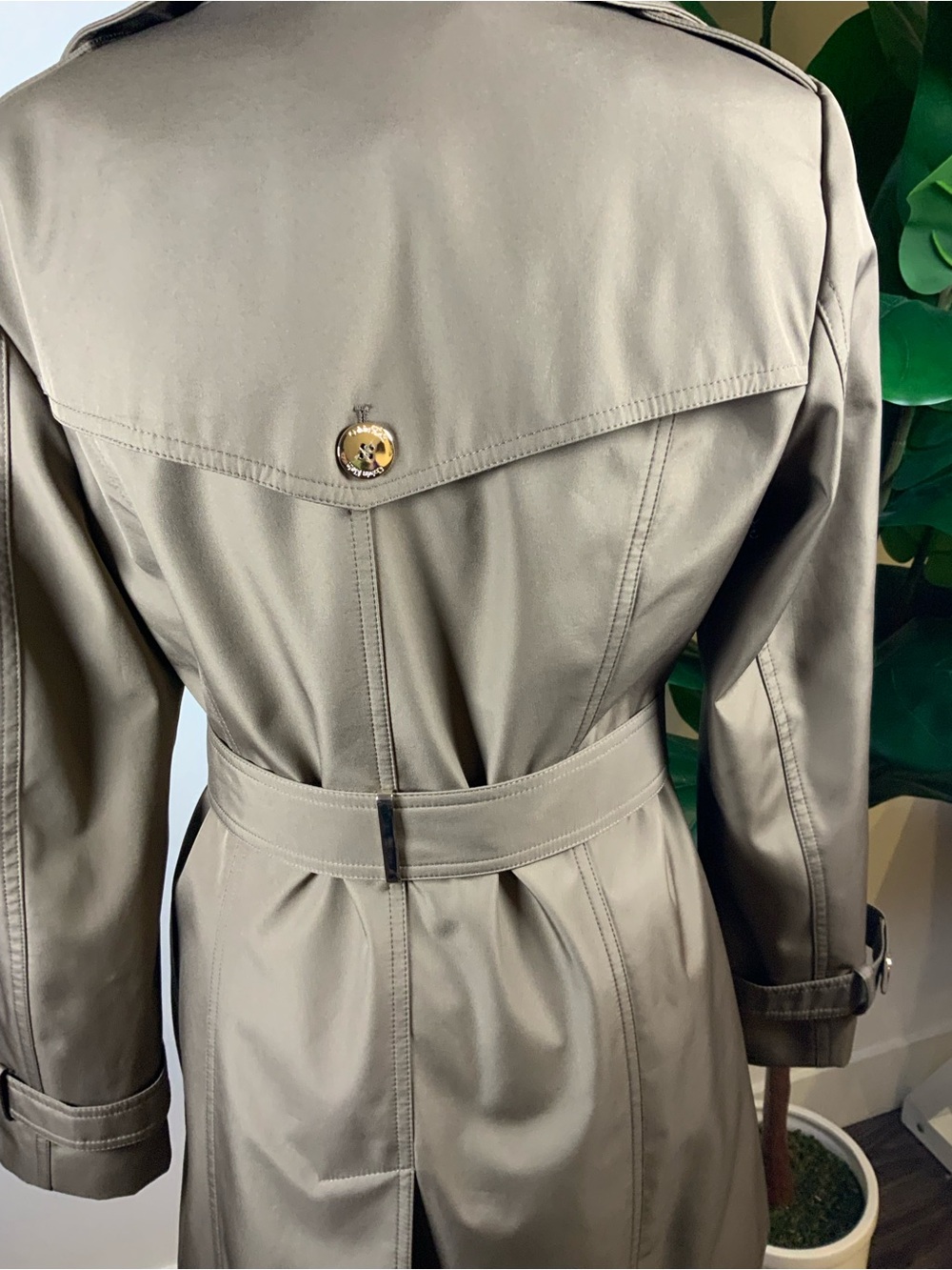 Calvin Klein Tan Trench Coat with Belt - Picture 12 of 16